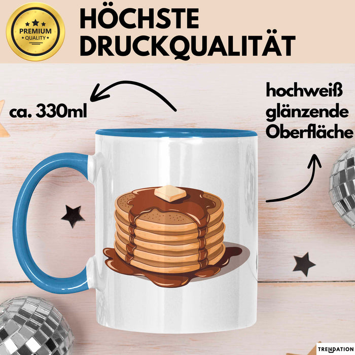 Pfannkuchen Süchtiger Tasse Geschenkidee für Morgen Stapel Blau Trendation