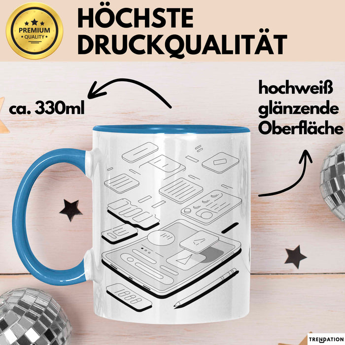 UI Designer Tasse Geschenk Lustige Geschenkidee Spruch Für Interface Gestalter Blau Trendation