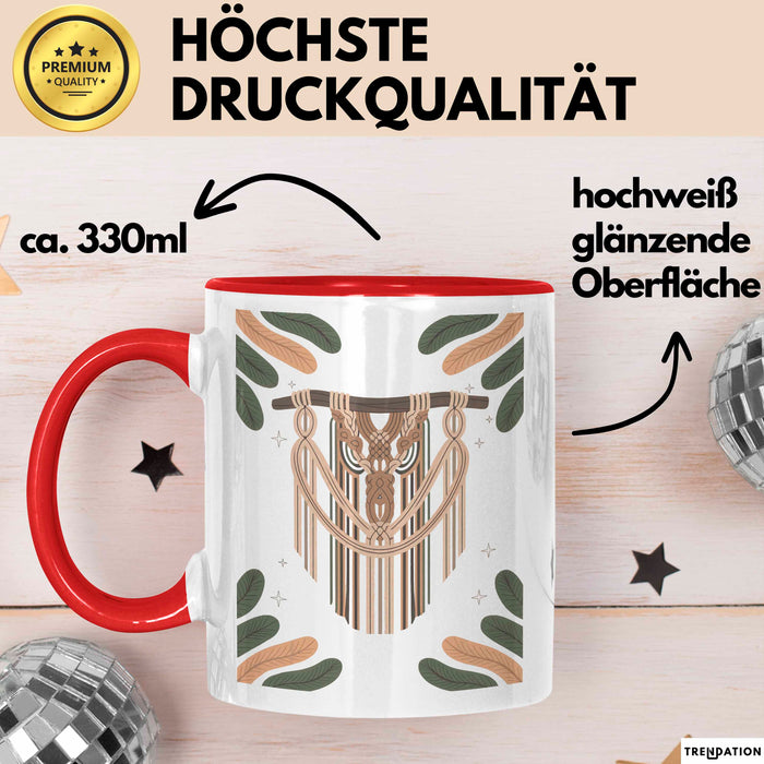 Makramee Liebhaber Tasse Geschenk Lustige Geschenkidee Spruch Für Faser Kunst Fans Rot Trendation