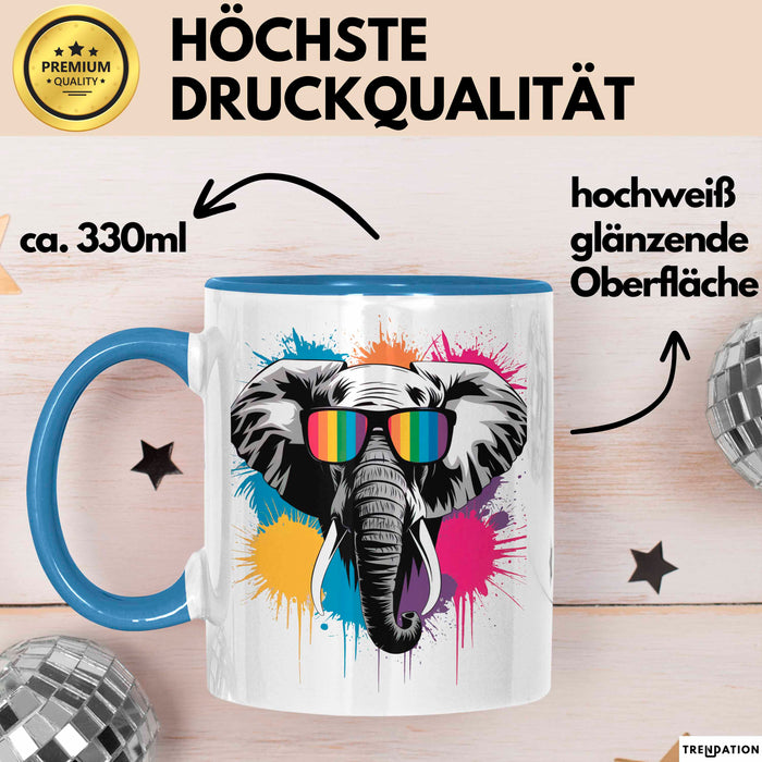 Elefant Tier Sonnenbrille Tasse Geschenk Lustige Geschenkidee Spruch Blau Trendation