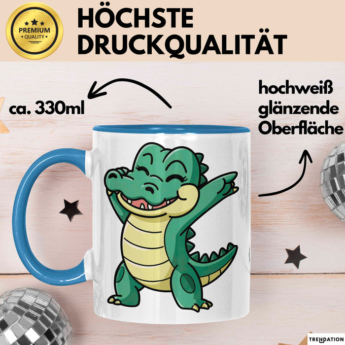 Dabendes Krokodil Tier Tasse Geschenk Lustige Geschenkidee Spruch Blau Trendation