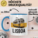 Lissabon Portugal Tasse Geschenk Lustige Geschenkidee Spruch Seilbahn Reise Straßenbahn Blau Trendation