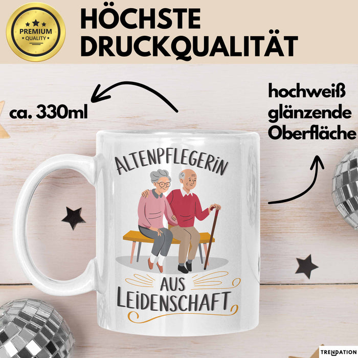 Krankenschwester Pflege Betreuung Tasse Geschenk Lustige Geschenkidee Spruch Altenpflegerin Aus Leidenschaft Weiß Trendation
