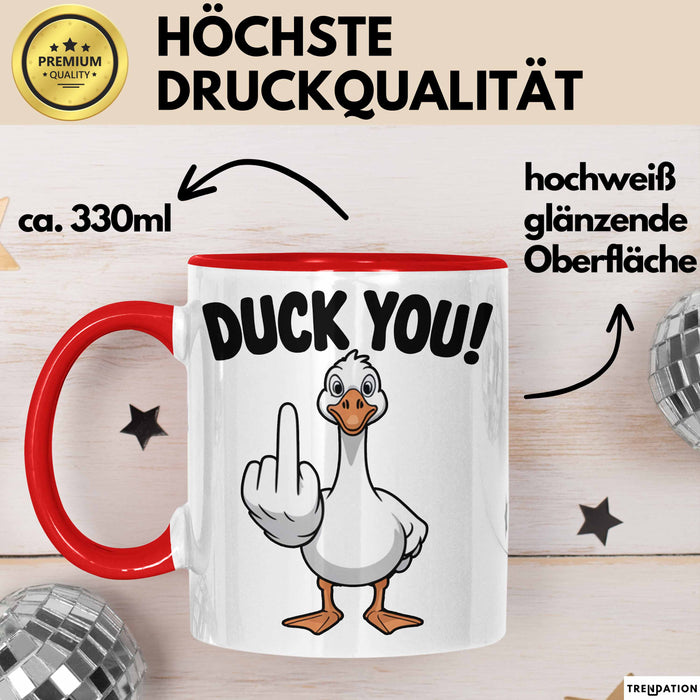 Ente Tier Tasse Geschenk Lustige Geschenkidee Spruch Duck You Rot Trendation