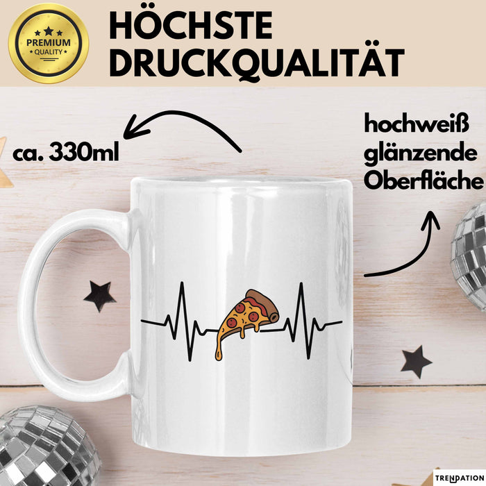 Pizzaesser Tasse Geschenk Pizza Herzschlag Essensliebhaber Weiß Trendation