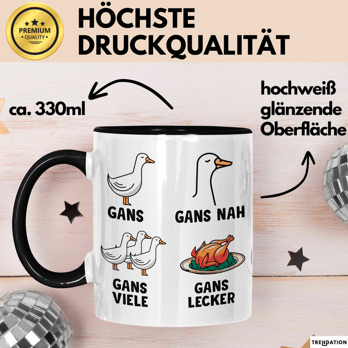 Gans Vogel Tasse Geschenk Lustige Geschenkidee Spruch Schwarz Trendation