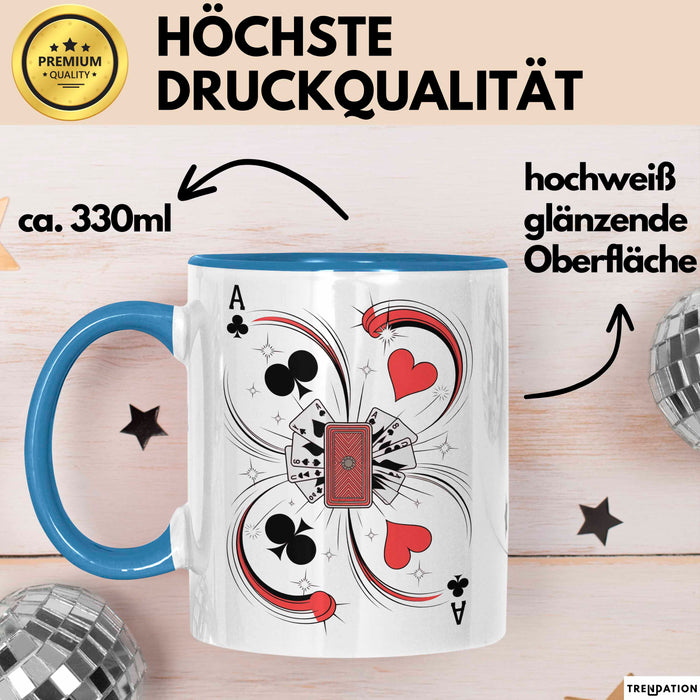 Kartenspiel Spieler Tasse Geschenk Lustige Geschenkidee Spruch Für Karten Meister Blau Trendation