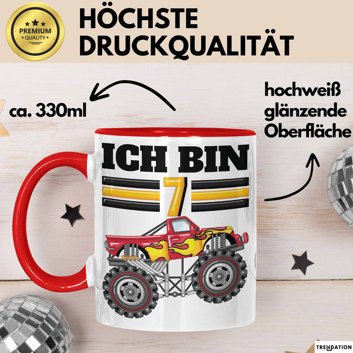 7. Geburtstag Geschenk Tasse Becher Jungs Trucks Geburtstagsgeschenk Ich Bin 7 Rot Trendation