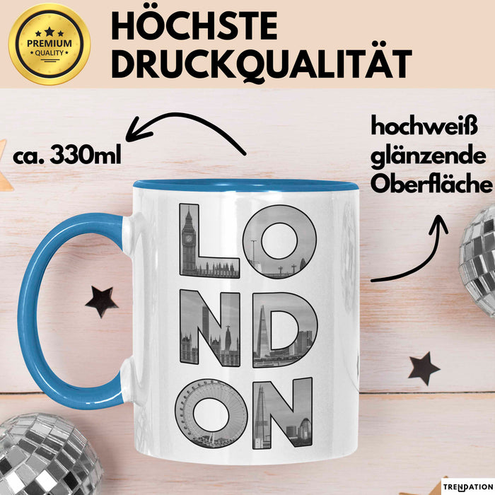England London Tasse Geschenk Lustige Geschenkidee Spruch Blau Trendation