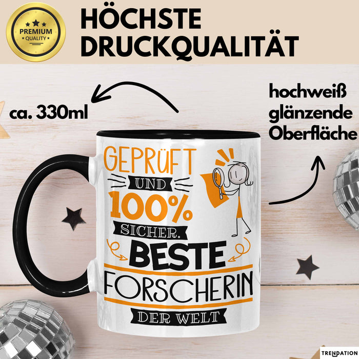 Beste Forscherin Der Welt Tasse Geschenk für Eine Forscherin Geprüft Und Sicher Geschenkidee Geburtstag Weihnachten Trendation