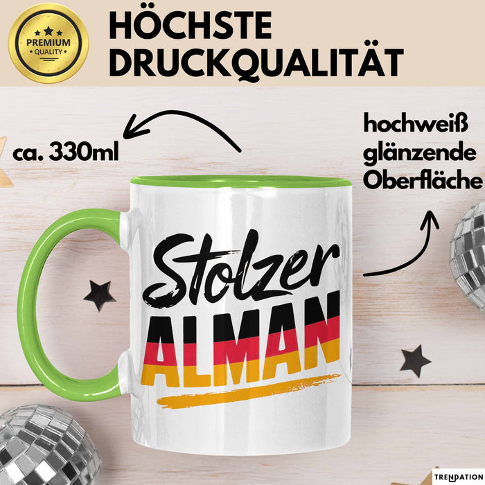 Deutschland Deutscher Bürger Tasse Geschenk Lustige Geschenkidee Spruch Stolzer Alman Grün Trendation
