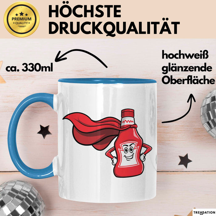 Ketchup Liebhaber Tasse Geschenkidee für Soßen Fan Blau Trendation