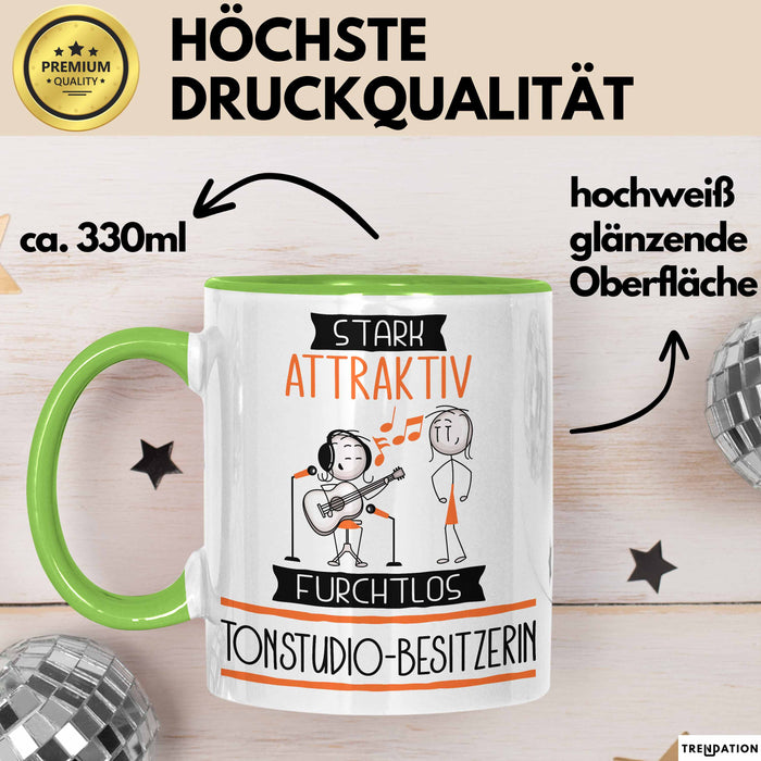 Tonstudio-Besitzerin Tasse Geschenk Becher Stark Attraktiv Furchtlos Tonstudio-Besitzerin Lustige Geschenkidee Grün Trendation