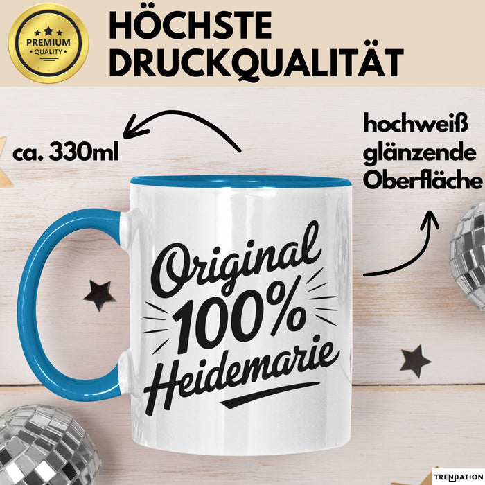 Heidemarie Tasse Geschenk Original 100% Heidemarie Geschenkidee Geburtstag Blau Trendation