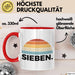 Tasse Retro SIEBEN. Design mit Sonnenuntergangsfarben 7. Geburtstag Jungs Rot Trendation