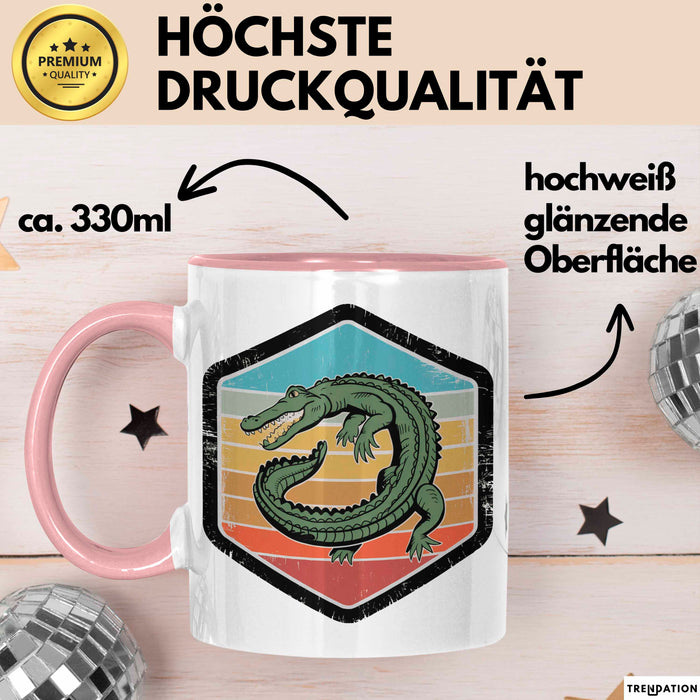 Krokodil Tier Tasse Geschenk Lustige Geschenkidee Spruch Rosa Trendation