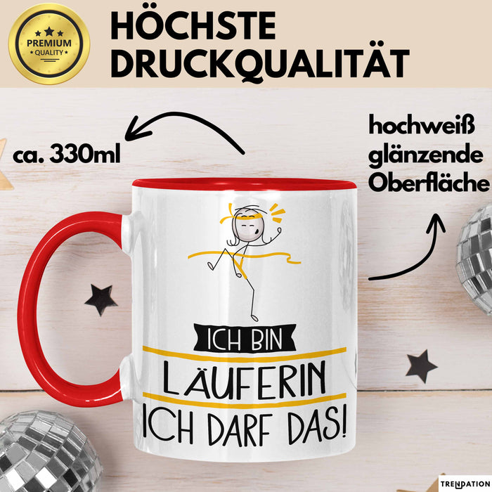 Geschenk für Läuferin Tasse Lustige Geschenkidee Geburtstag Ich Bin Läuferin Ich Darf Das Rot Trendation