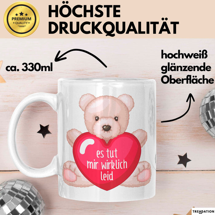 Entschuldigung Tasse Es Tur Mir Wirklich Leid Geschenkidee Sorry Becher Weiß Trendation
