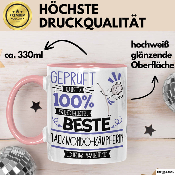 Beste Taekwondo-Kämpferin Der Welt Tasse Geschenk für Eine Taekwondo-Kämpferin Geprüft Und Sicher Geschenkidee Geburtstag Weihnachten Rosa Trendation