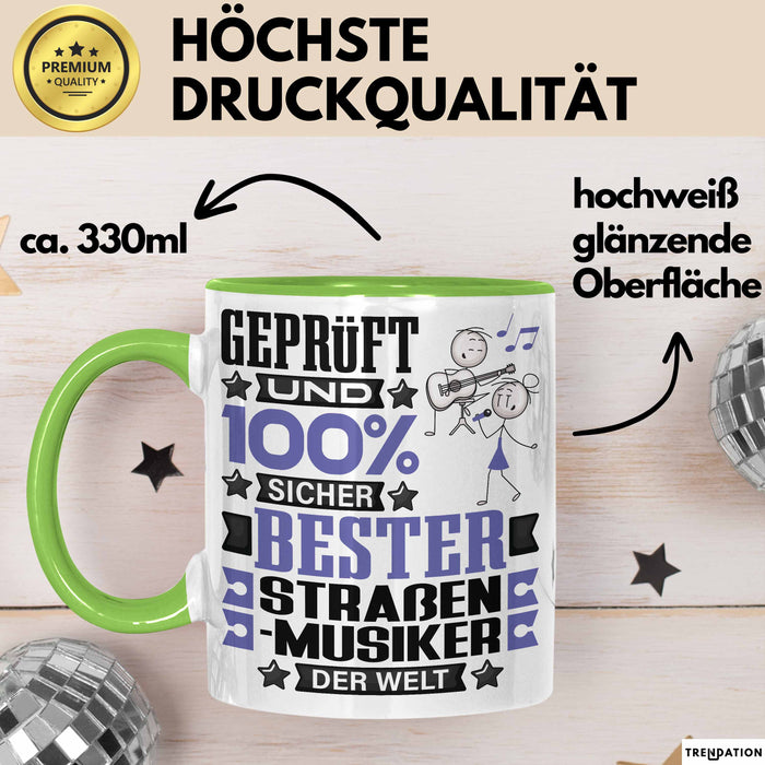 Straßenmusiker Geschenk Lustiger Spruch für Straßenmusiker Geschenkidee Bester Straßenmusiker Der Welt Grün Trendation