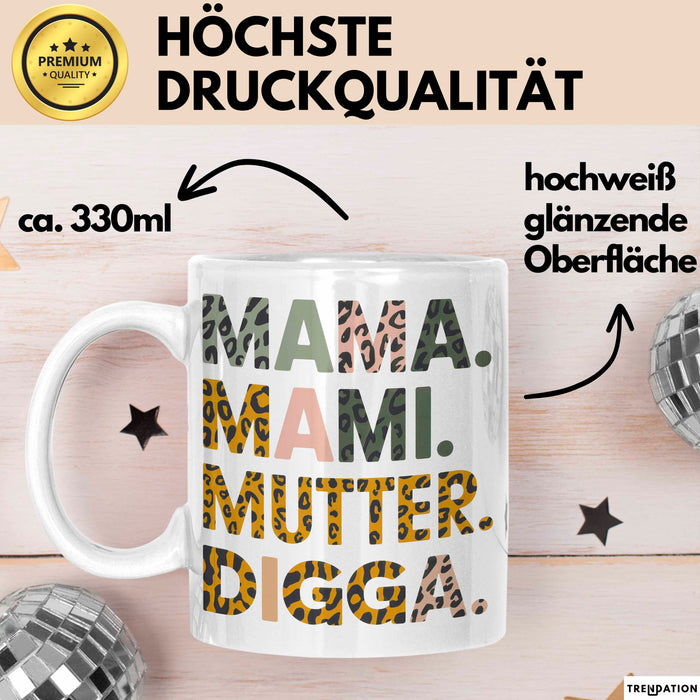 Mama Muttertag Tasse Becher Geschenk Lustige Geschenkidee Spruch Mama Mami Mutter Digga Weiß Trendation