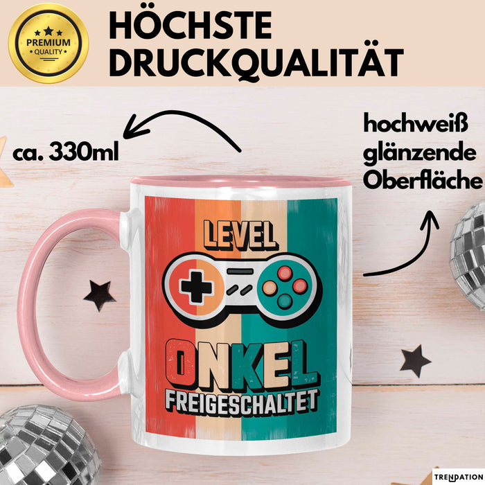 Onkel Gamer Sarkastisch Sarkasmus Tasse Geschenk Lustige Geschenkidee Spruch Level Onkel Freigeschaltet Rosa Trendation