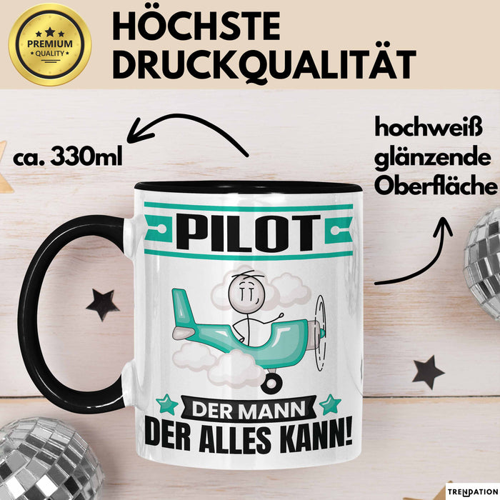 Pilot Tasse Geschenk für Pilot Der Mann Der Alles Kann Geschenkidee zum Geburtstag Schwarz Trendation