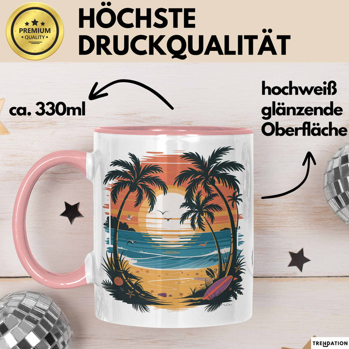 Sommerzeit Tasse Geschenkidee für Sonnenliebhaber Rosa Trendation