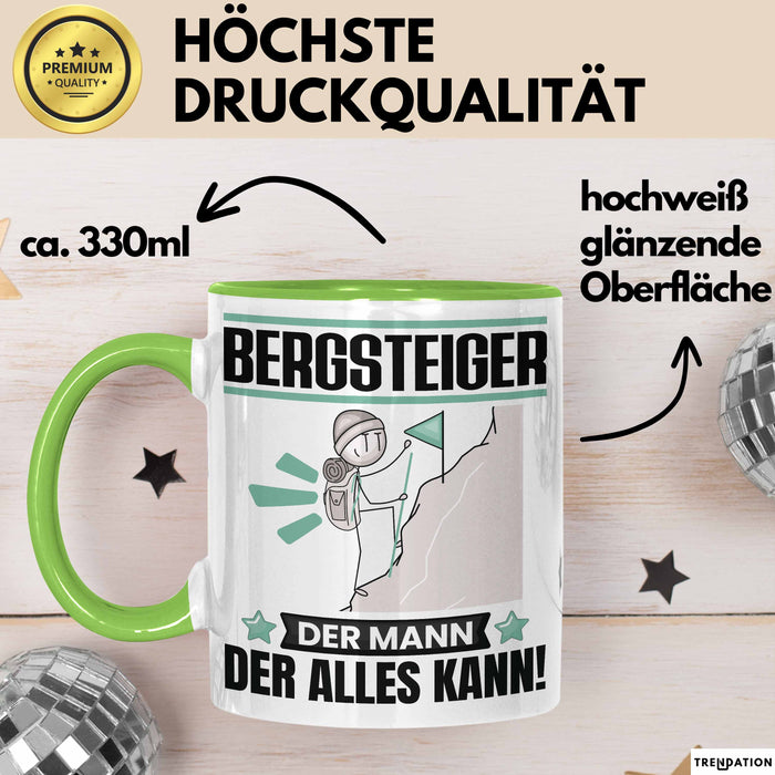 Bergsteiger Tasse Geschenk für Bergsteiger Der Mann Der Alles Kann Geschenkidee zum Geburtstag Grün Trendation