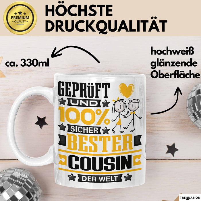 Cousin Geschenk Lustiger Spruch für Cousin Geschenkidee Bester Cousin Der Welt Weiß Trendation
