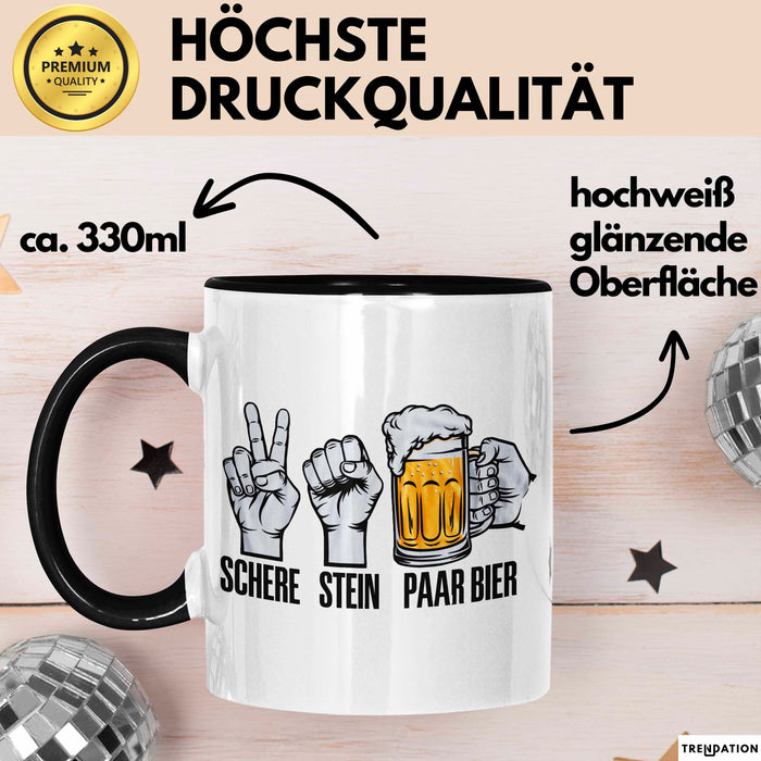 Bier Trinker Trinken Tasse Becher Geschenk Lustige Geschenkidee Spruch Schere Stein Paar Bier Trendation