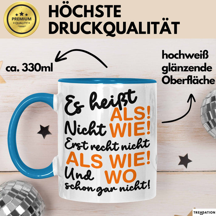 Deutschlehrer Unterricht Tasse Geschenk Lustige Geschenkidee Spruch Blau Trendation