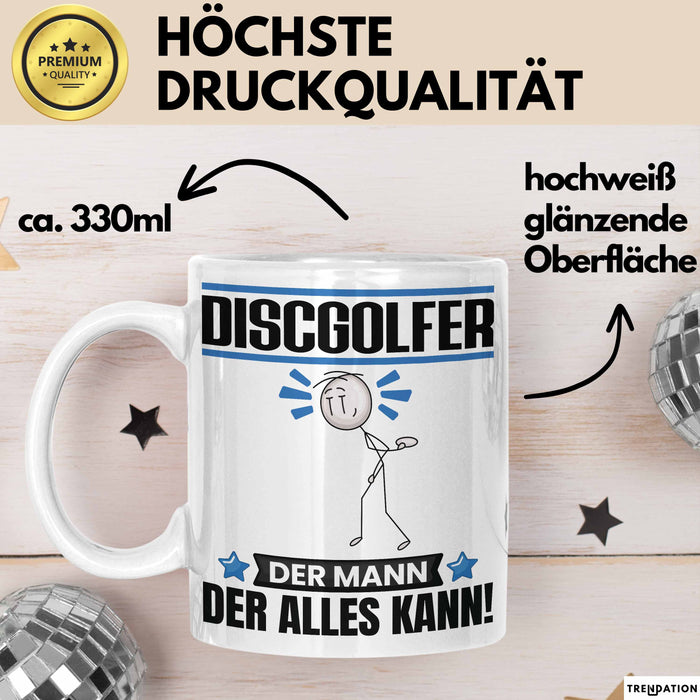 Discgolfer Tasse Geschenk für Discgolfer Der Mann Der Alles Kann Geschenkidee zum Geburtstag Weiß Trendation