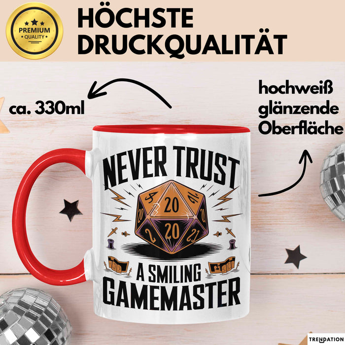 Gamer Tasse Geschenkidee Lachender Spielleiter Videospiel Rot Trendation