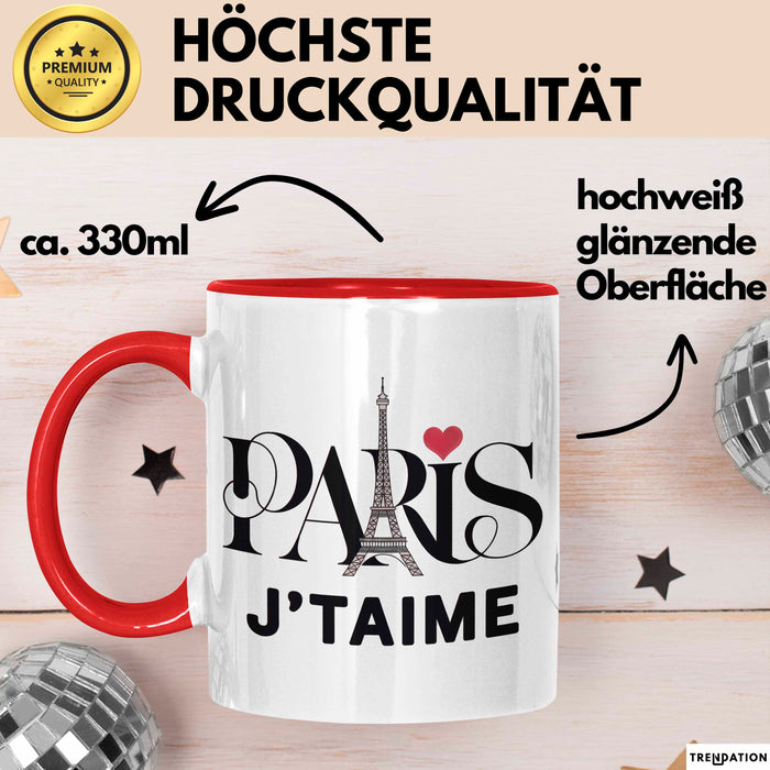 Frankreich Paris Eiffelturm Tasse Geschenk Lustige Geschenkidee Spruch Rot Trendation