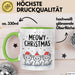 Katze Weihnachtsfeier Tasse Geschenk Lustige Geschenkidee Spruch Meowy Christmas Grün Trendation