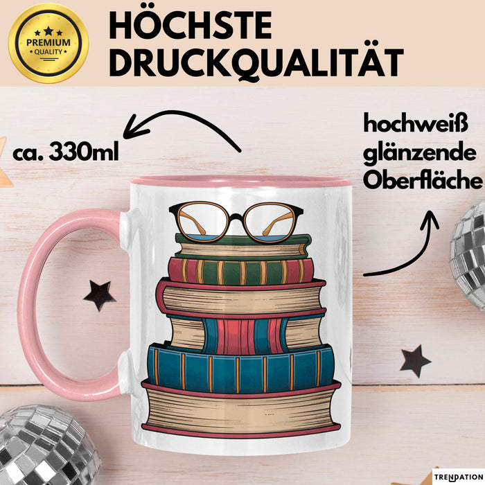 Bibliothekar Tasse Geschenkidee für Bücherliebhaber Rosa Trendation