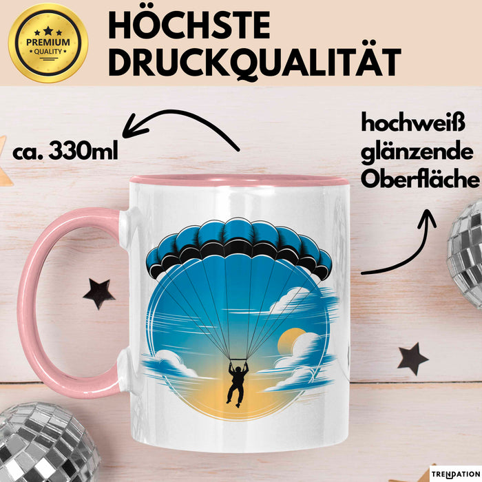 Fallschirmspringer Tasse Geschenkidee Freifall Süchtiger Geschenkidee Lustig Rosa Trendation