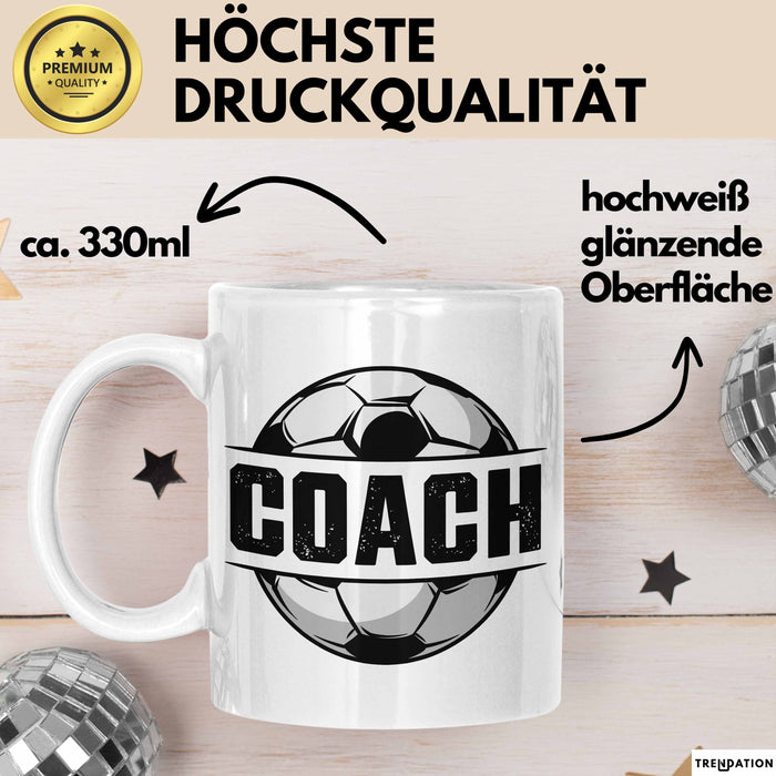 Fußballtrainer Fußballmannschaft Tasse Geschenk Lustige Geschenkidee Spruch Football Trainer Weiß Trendation