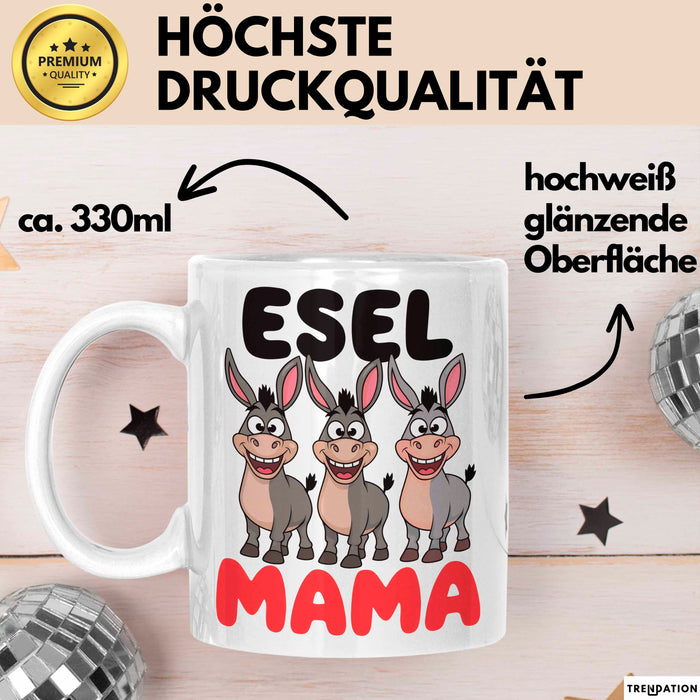Esel Mama Tasse Geschenk Lustige Geschenkidee Spruch Esel Mama Weiß Trendation