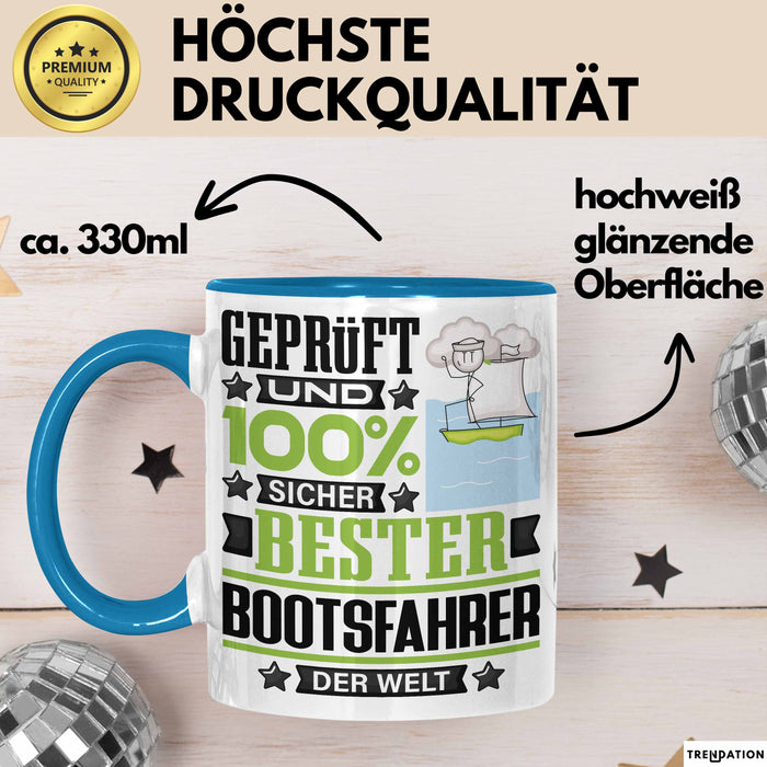 Bootsfahrer Geschenk Lustiger Spruch für Bootsfahrer Geschenkidee Bester Bootsfahrer Der Welt Blau Trendation