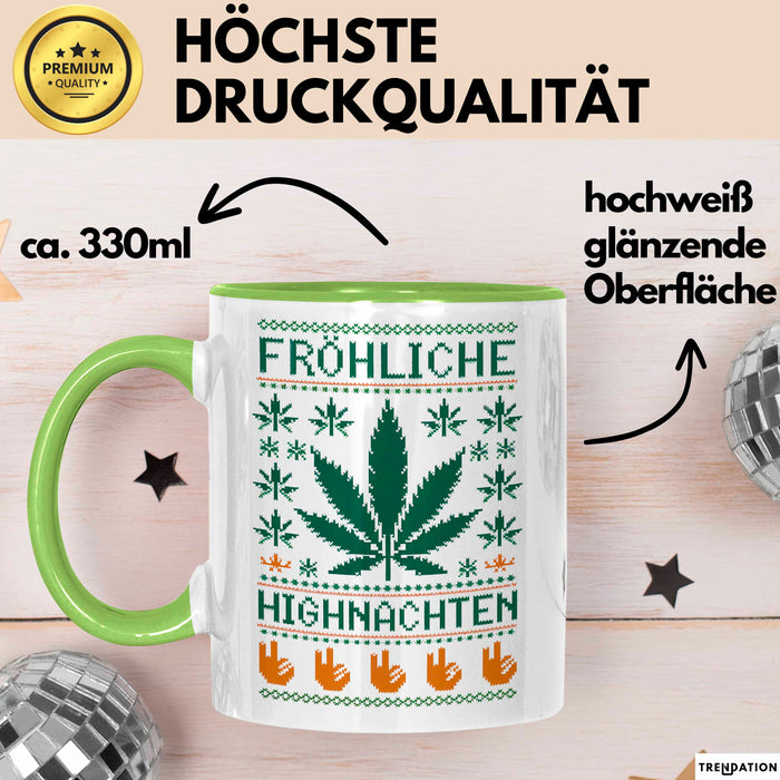 Weihnachts Weed Tasse Geschenk Lustige Geschenkidee Fröhliche Highnachten
