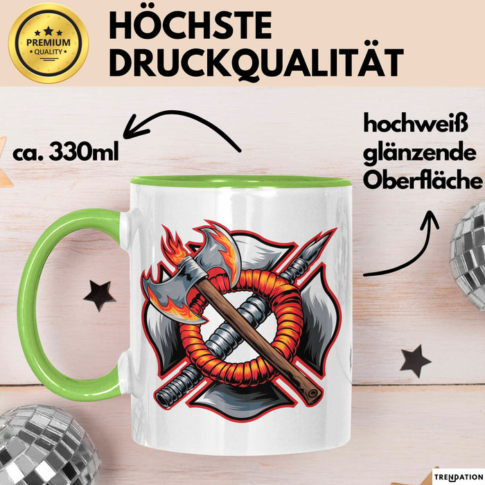 Feuerwehrmann Tasse Geschenkidee Held der Feuerwehr Geschenkidee Lustig Grün Trendation