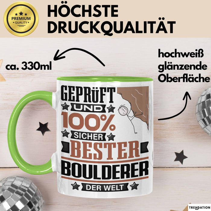 Boulderer Geschenk Lustiger Spruch für Boulderer Geschenkidee Bester Boulderer Der Welt Grün Trendation