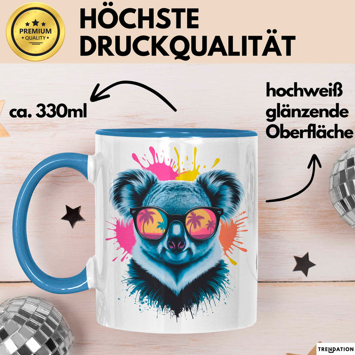 Koala Tier Sonnenbrille Tasse Geschenk Lustige Geschenkidee Spruch Blau Trendation