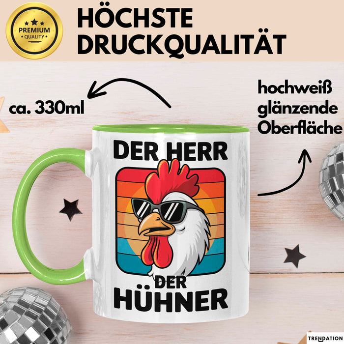 Huhn Tier Bauer Tasse Becher Geschenk Lustige Geschenkidee Spruch Der Herr Der Hühner Grün Trendation