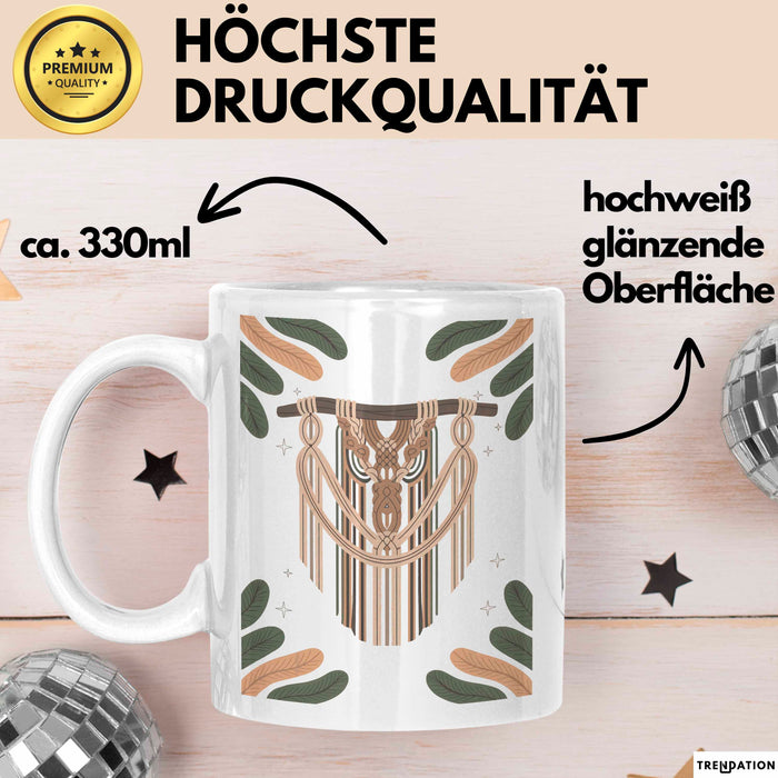 Makramee Liebhaber Tasse Geschenk Lustige Geschenkidee Spruch Für Faser Kunst Fans Weiß Trendation