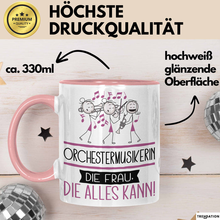 Orchestermusikerin Geschenk Tasse Becher Die Frau Die Allen Kann Geschenkidee für eine Orchestermusikerin Lustig Rosa Trendation