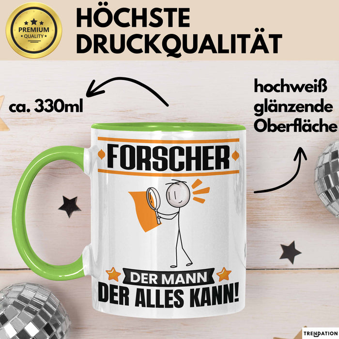 Forscher Tasse Geschenk für Forscher Der Mann Der Alles Kann Geschenkidee zum Geburtstag Grün Trendation