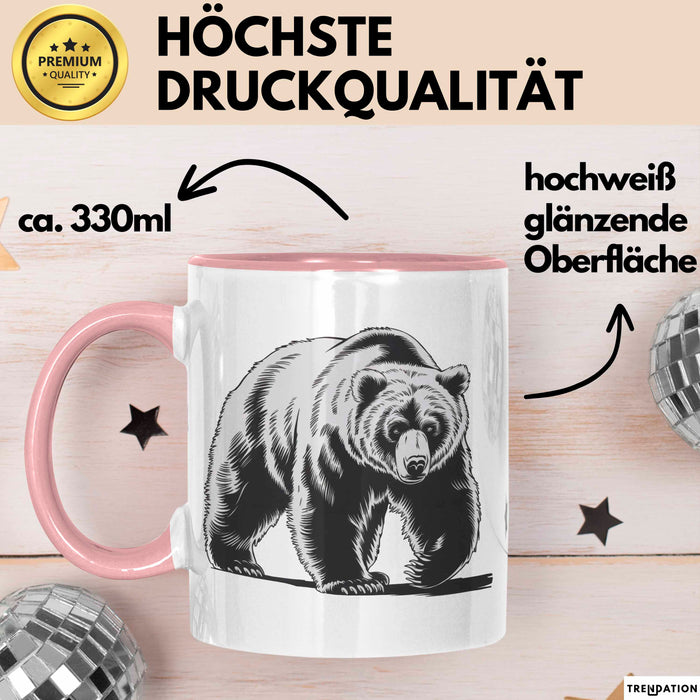 Bär Tierliebhaber Tasse Geschenk Lustige Geschenkidee Spruch Rosa Trendation